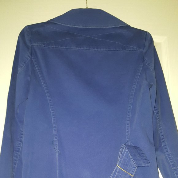 Poleci Blue Button Cotton Canvas Coat, Woman Size 4 - Picture 6 of 10